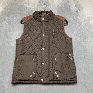 Repair Design Under Construction Quilted Vest Mens Small Black Brown Snap Button